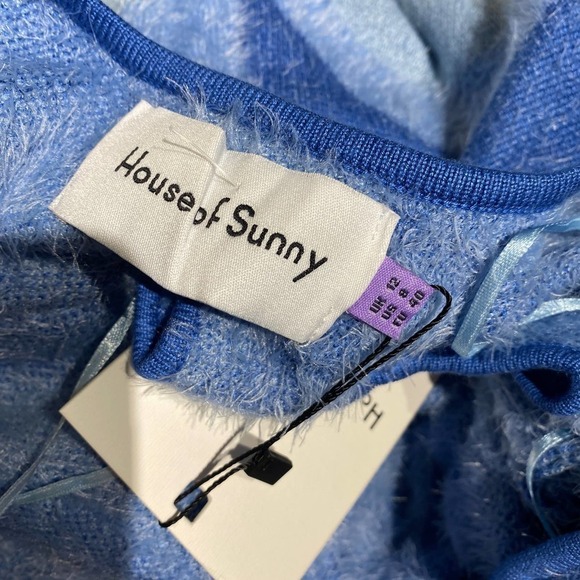 NWT House of Sunny Wave Sweater Blue Moon Dress Cut out Back Long Sleeve Blue 8 - Picture 15 of 16